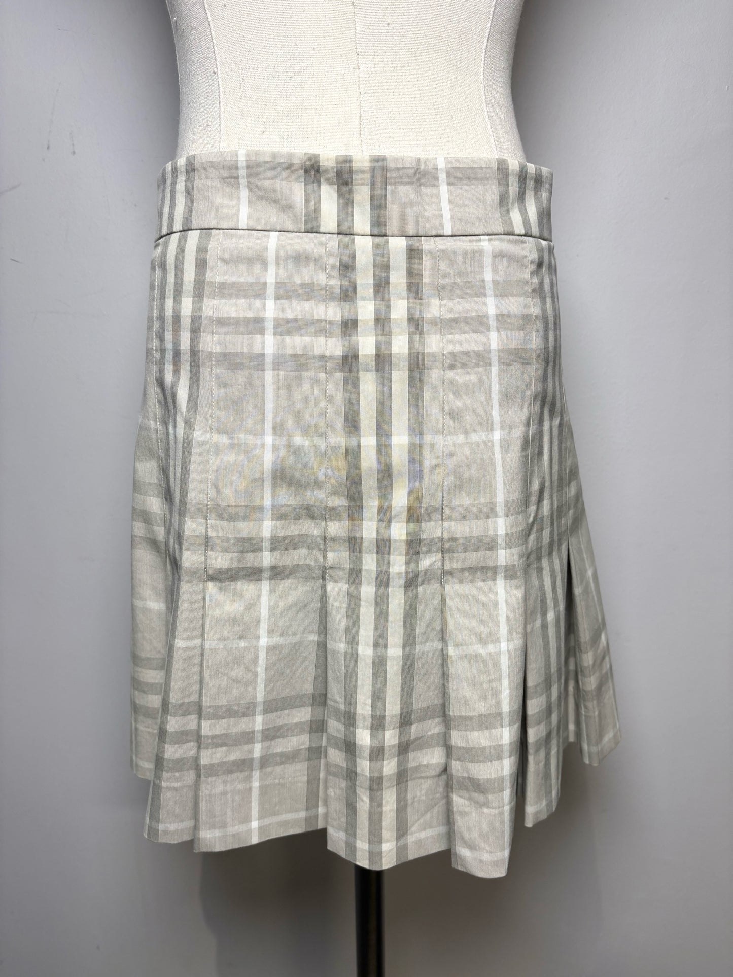 Women Size 12 Burberry Brit Gray Check Print Cotton Pre-owned Mini Skirt