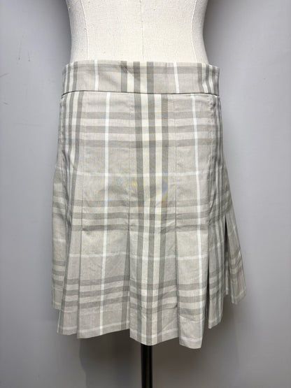Women Size 12 Burberry Brit Gray Check Print Cotton Pre-owned Mini Skirt