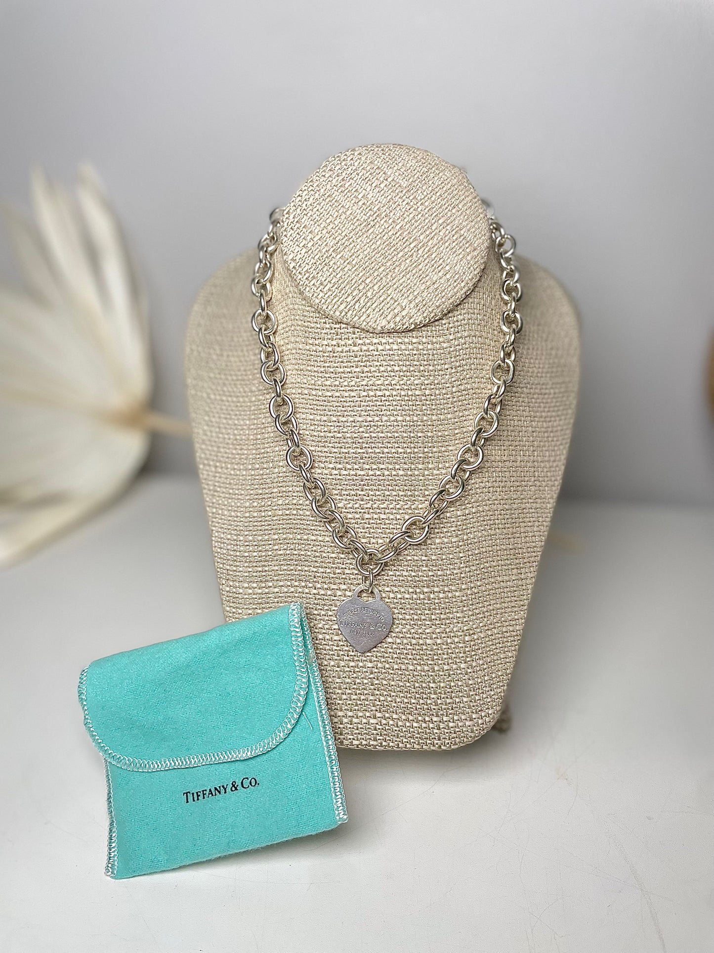 Tiffany & Co. Sterling Silver Chain Link Heart Tag Necklace