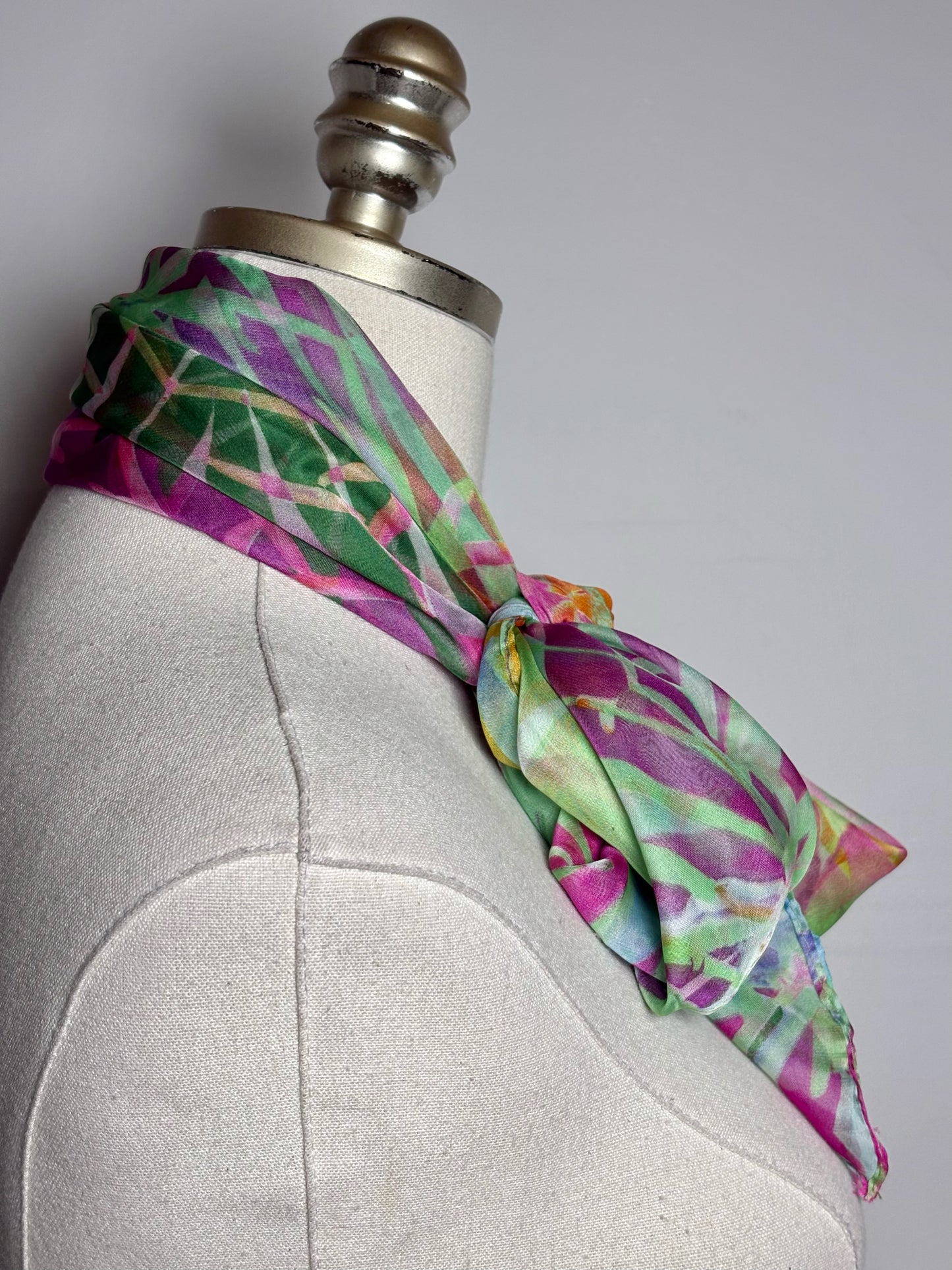 Swarovski Print Women's Silk Green, orange, pink, blue Scarf