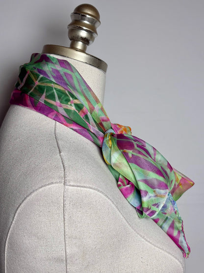 Swarovski Print Women's Silk Green, orange, pink, blue Scarf