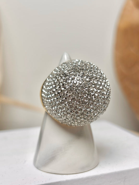 Henri Bendel Pave' Diamonds Gold 7 Signet Ring