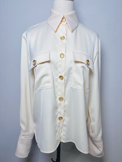 Women Size M AdL x Raisa Vanessa Cream Solid Blouse