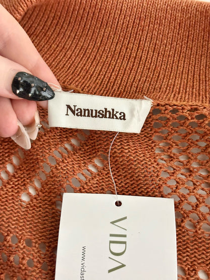 Women Size M Nanushka Rust Orange Knitted Cotton, Paper, Rayon Sweater