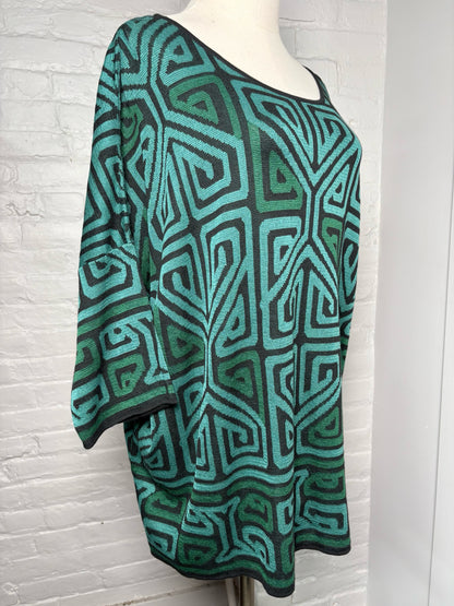 Women Size XL/XXL Peruvian Connection Teal, black Geometric Not Vintage Sweater