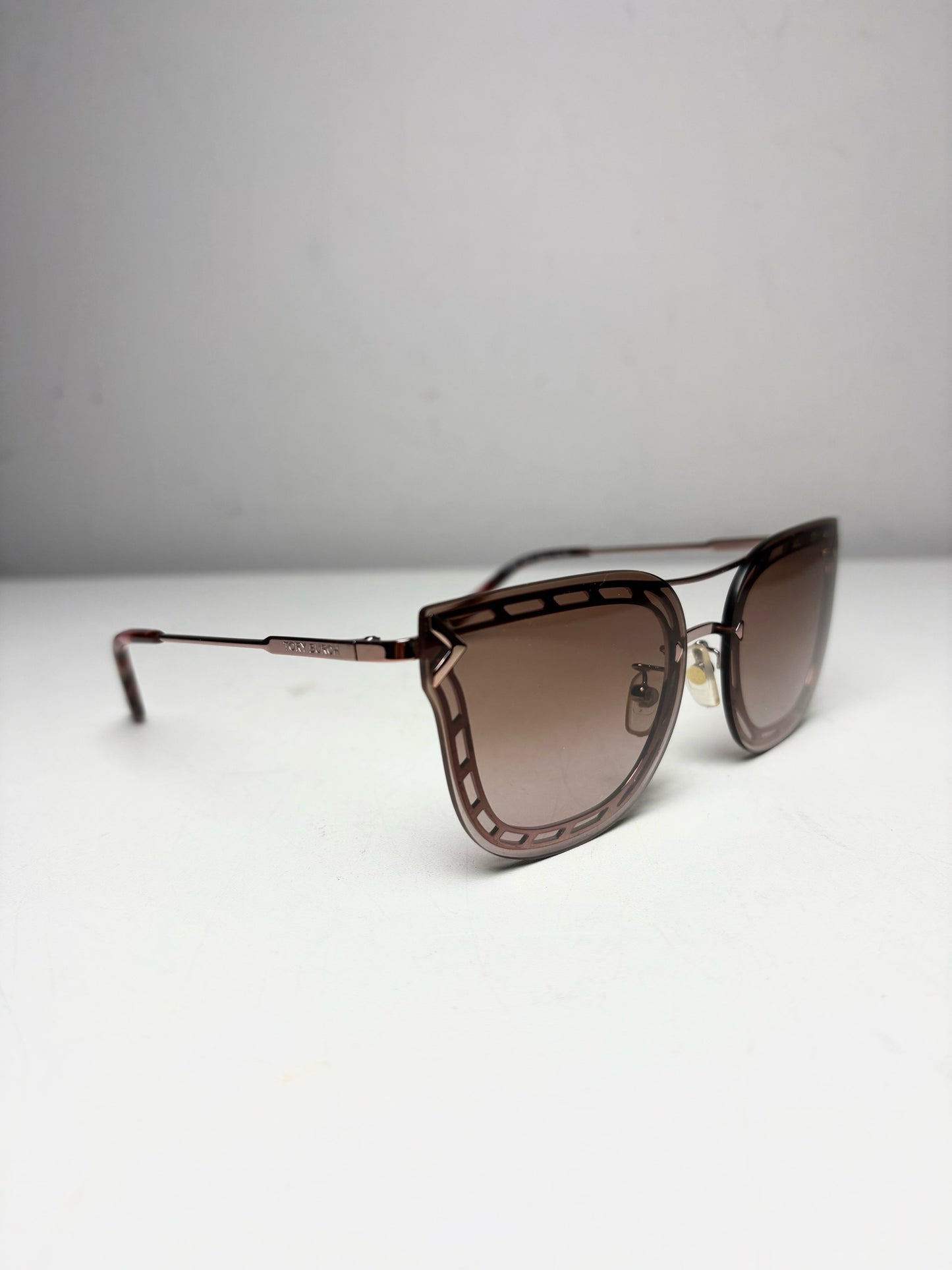 Women's Tory Burch TY6067 Rose Gold & Light Pink Tortoiseshell Pre-Owned Cat-Eye Sunglasses