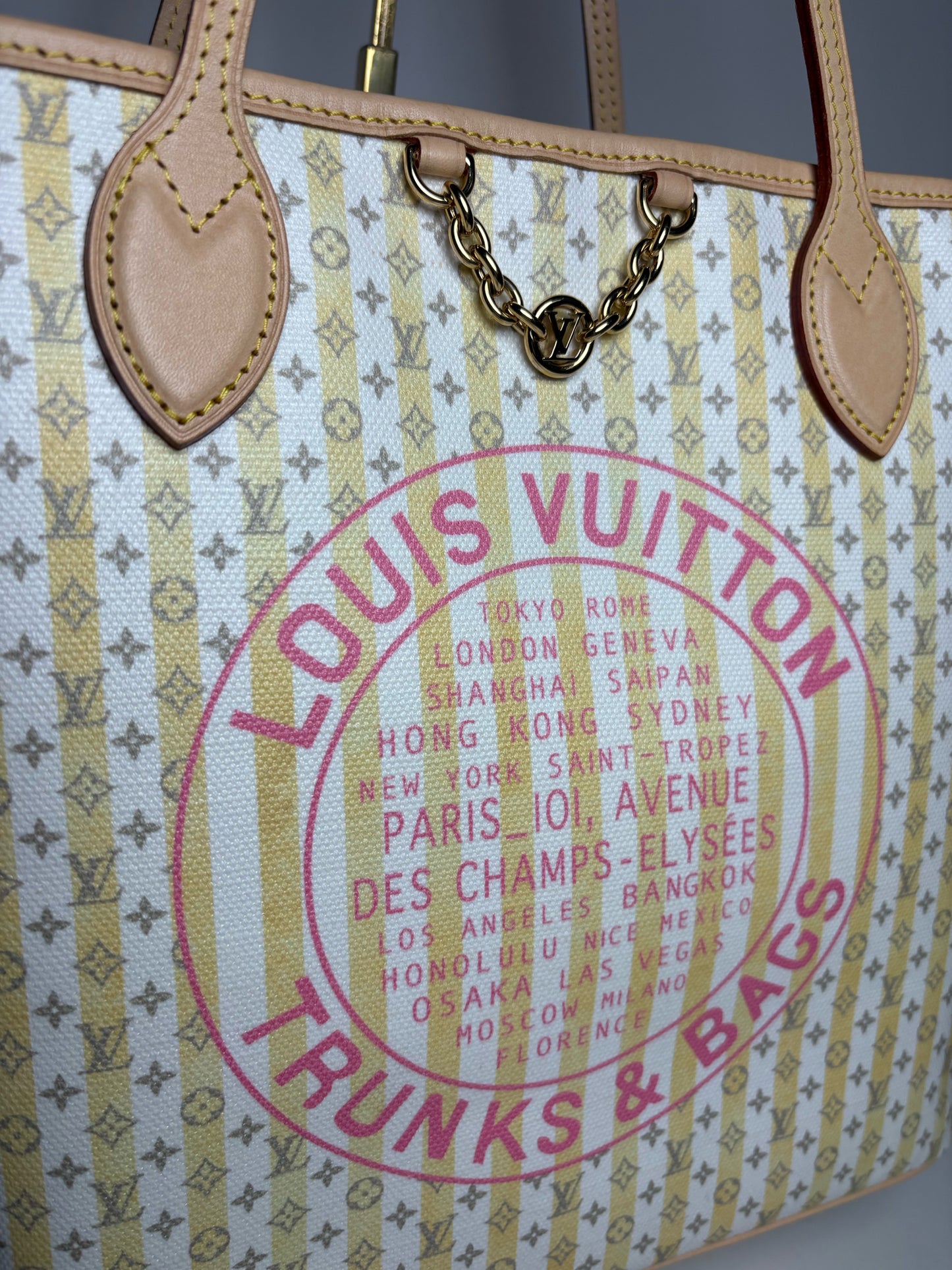 Authentic Louis Vuitton Neverfull MM Monogram Stamp Banane Authentic Pre-Owned Tote Bag with Pouch