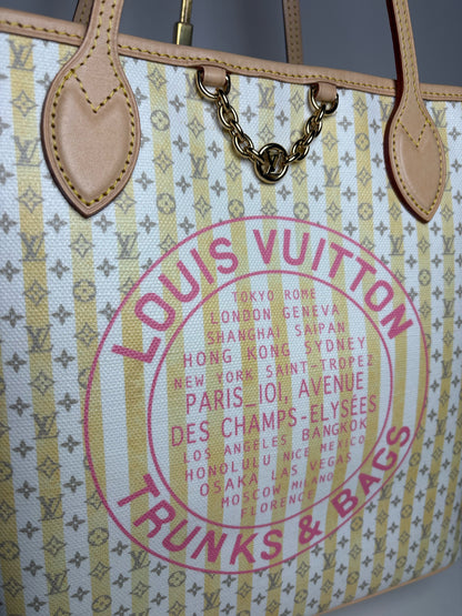 Authentic Louis Vuitton Neverfull MM Monogram Stamp Banane Authentic Pre-Owned Tote Bag with Pouch