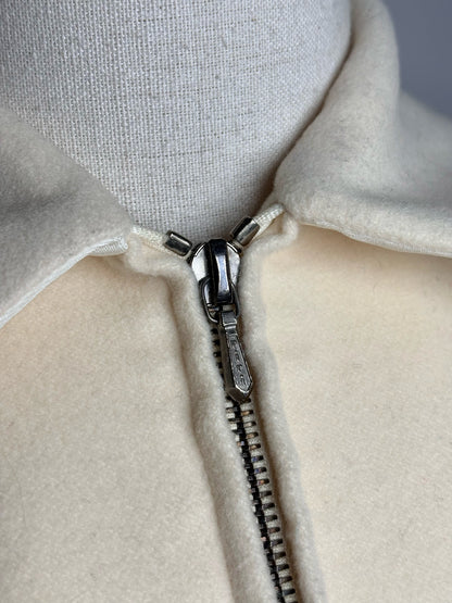 Women Size 4 Richard Tyler Collection Cream Solid Vintage 100% Wool Coat