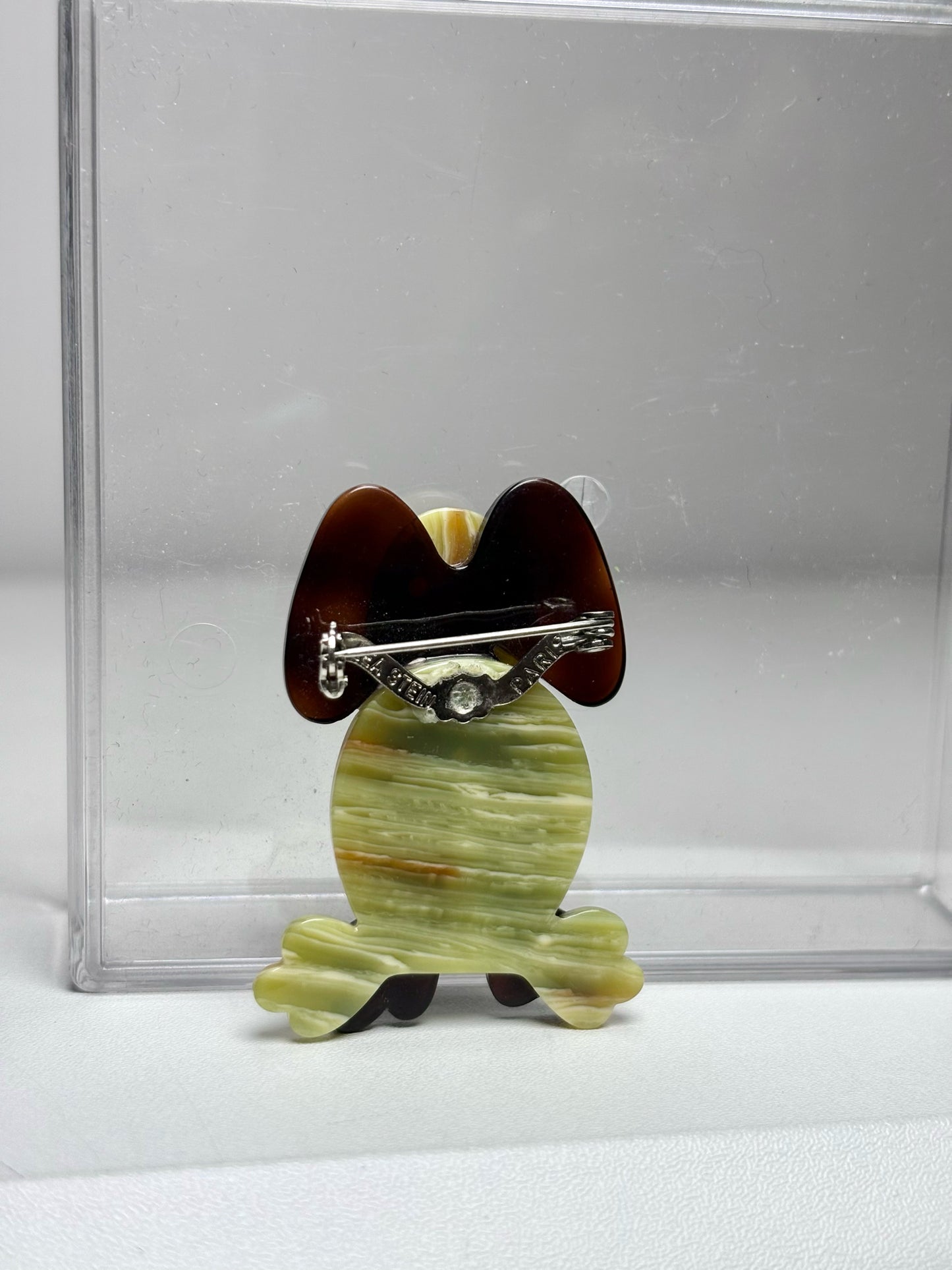Olive Green, Brown Lea Stein Circa 2000s Sitting Dog Pre-owned Pendant