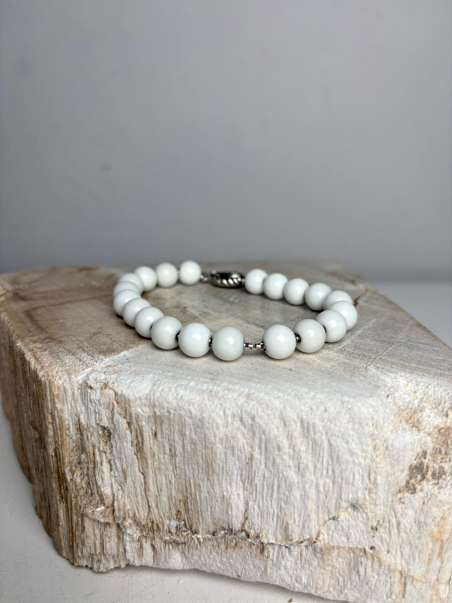 Authentic David Yurman Beads Pre-owned White Agatte Spiritual Beads Bracelet