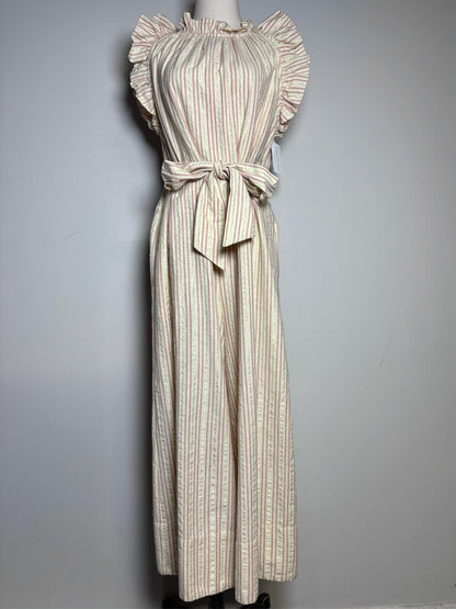Women Size 8 Ulla Johnson Simka Cream Stripe Pre-owned Cotton Blend Jumpsuit