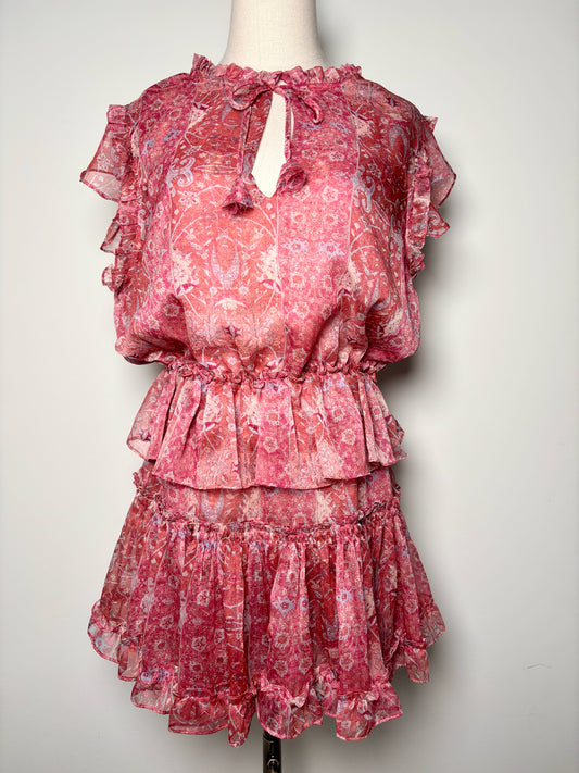 Women Size M Misa Los Angeles Pink Floral Print Mini Dress