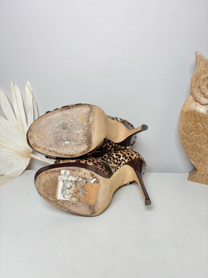 W Shoe Size 37 (6.5, 7 US) Jimmy Choo Tan, Brown Pony Hair Cowhide Heels