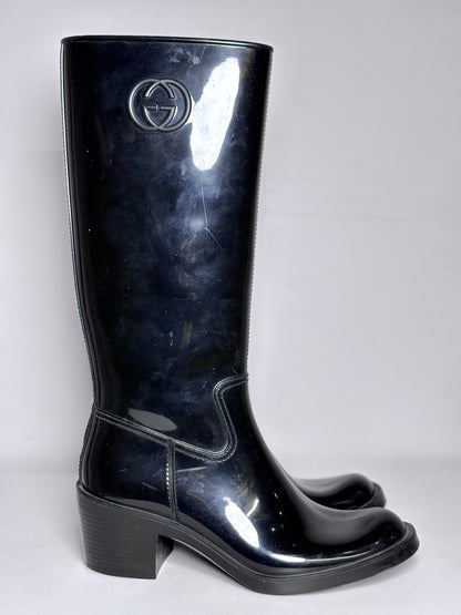 W Shoe Size 39 Gucci Black Rainboots