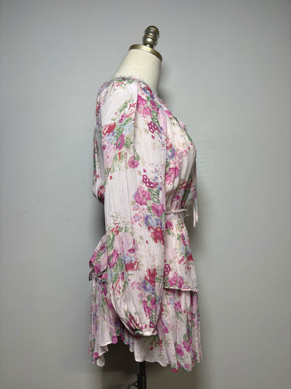 Women Size P LoveShackFancy Pink Floral Mini Dress Pre-owned