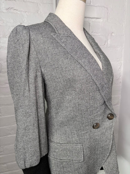 Women Size 12 Veronica Beard Black, White Chevron Blazer