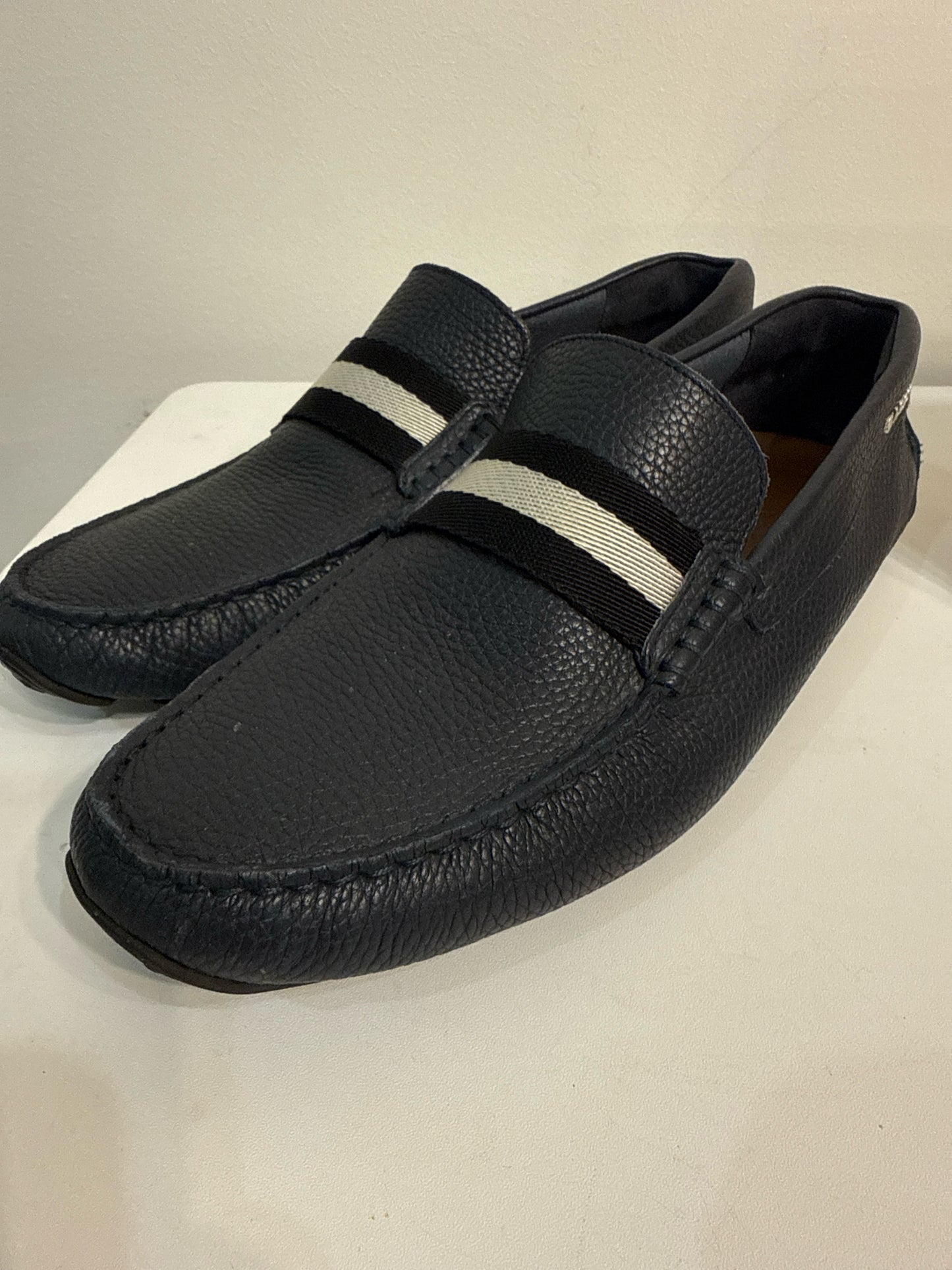 Bally Blue Leather Mens Shoe Size 9.5 Perthy Loafers