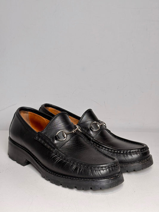 W Shoe Size 8 Gucci Black Leather Horebit Pre-owned Loafers