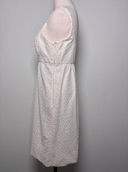 Women Size M Marina Cream Eyelet Lace, Beads Cotton Bubble Dress