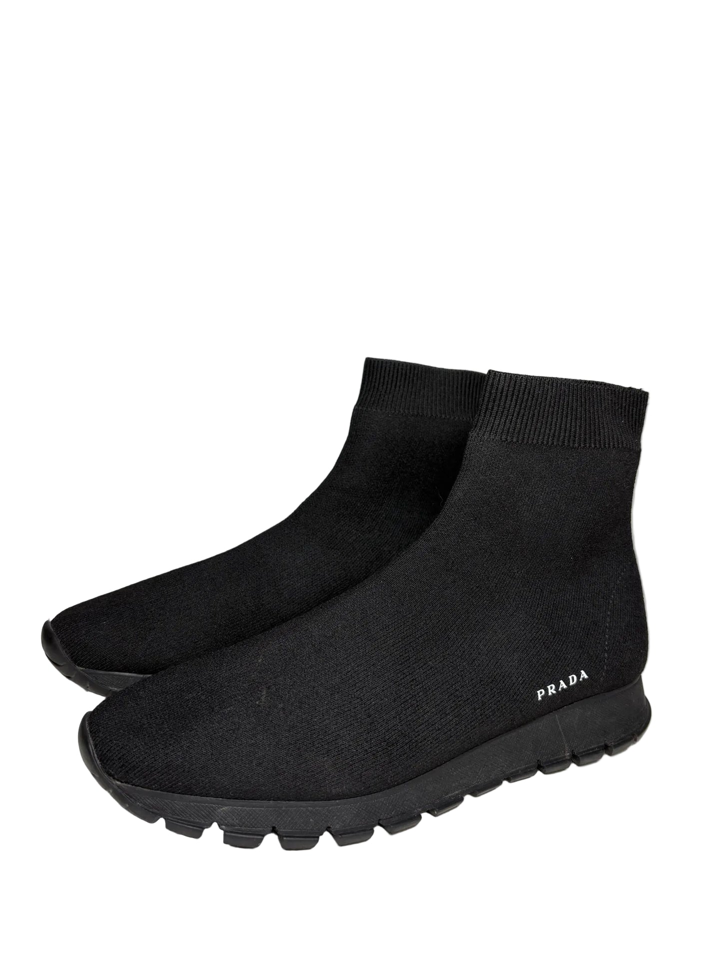 Women's Shoe Size 38 Prada Prax 01 Black Nylon Knit Sock Pre-Owned High-Top Boots