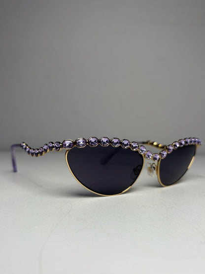 Swarovski Purple SK7030 Cat Eye Crystalized Sunglasses Women's Pre-owned
