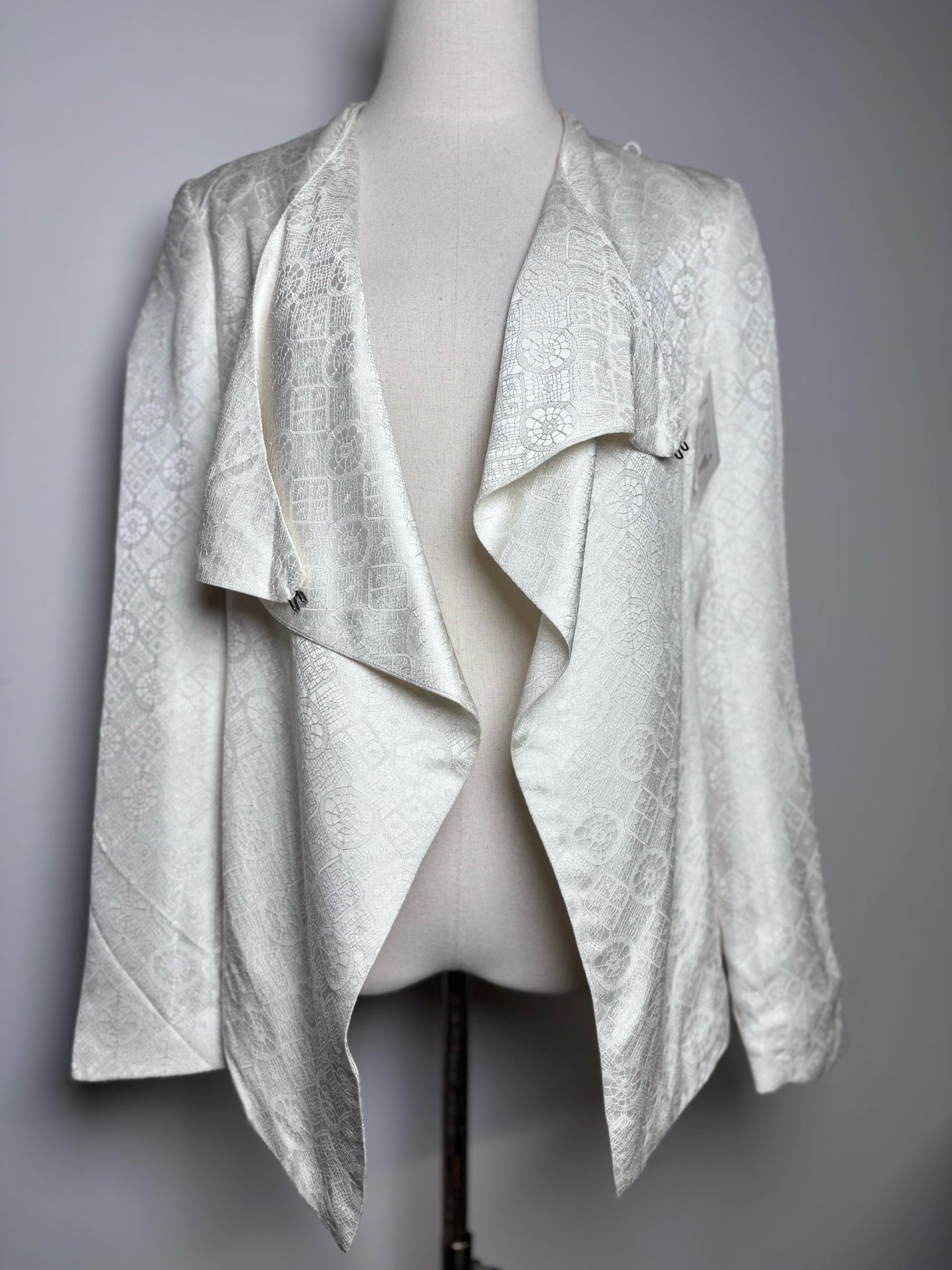 Women Size 6 Helmut Lang Off White Jacquard Asymmetric Hem Jacket