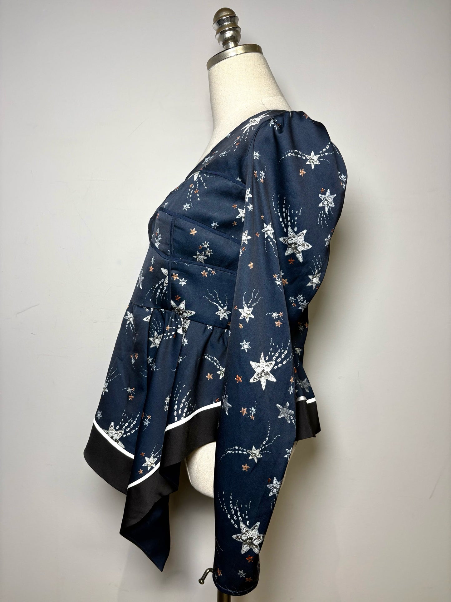 Women Size 8 Self-Portrait Navy Stars Polyester Women's NWOT Blouse