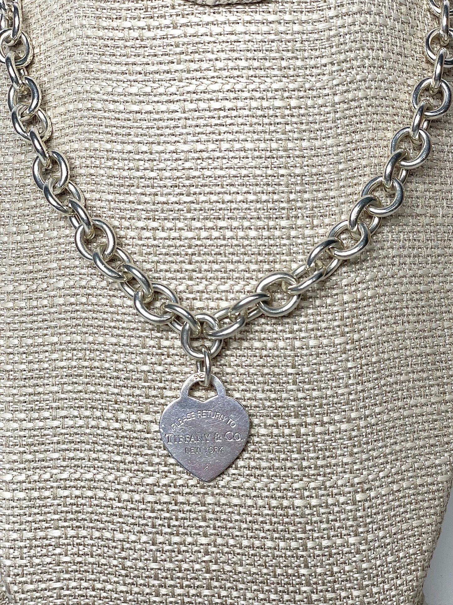 Tiffany & Co. Sterling Silver Chain Link Heart Tag Necklace