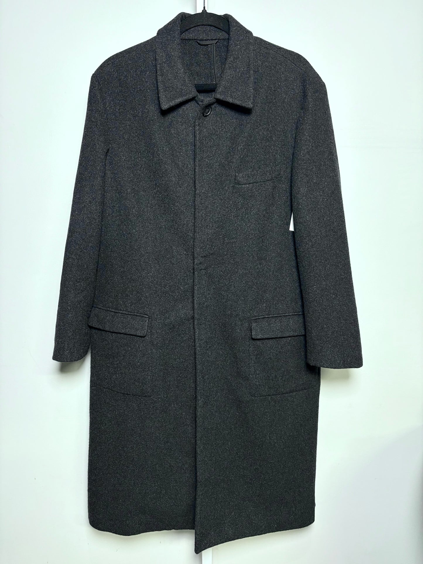 Prada Single-Breasted Charcoal Cashmere Solid Men's Size 50 (L) Coat