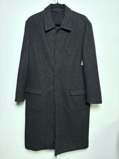 Prada Single-Breasted Charcoal Cashmere Solid Men's Size 50 (L) Coat
