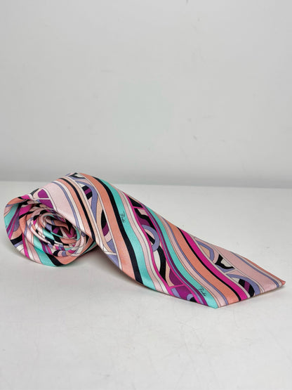 Emilio Pucci Multi-Color Silk Abstract Print Men's Tie