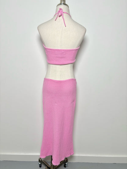 Women Size M Victor Glemaud Pink Knitted Cotton Dress