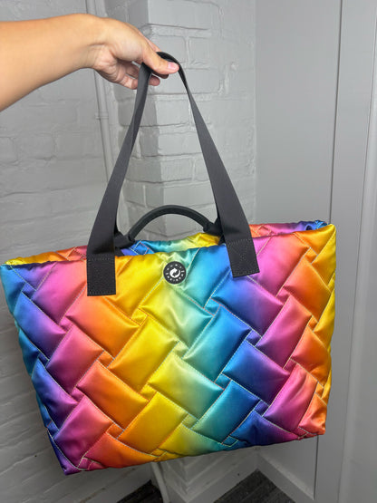 Recycled Nylon Kurt Geiger Quilted Rainbow Tote Bag