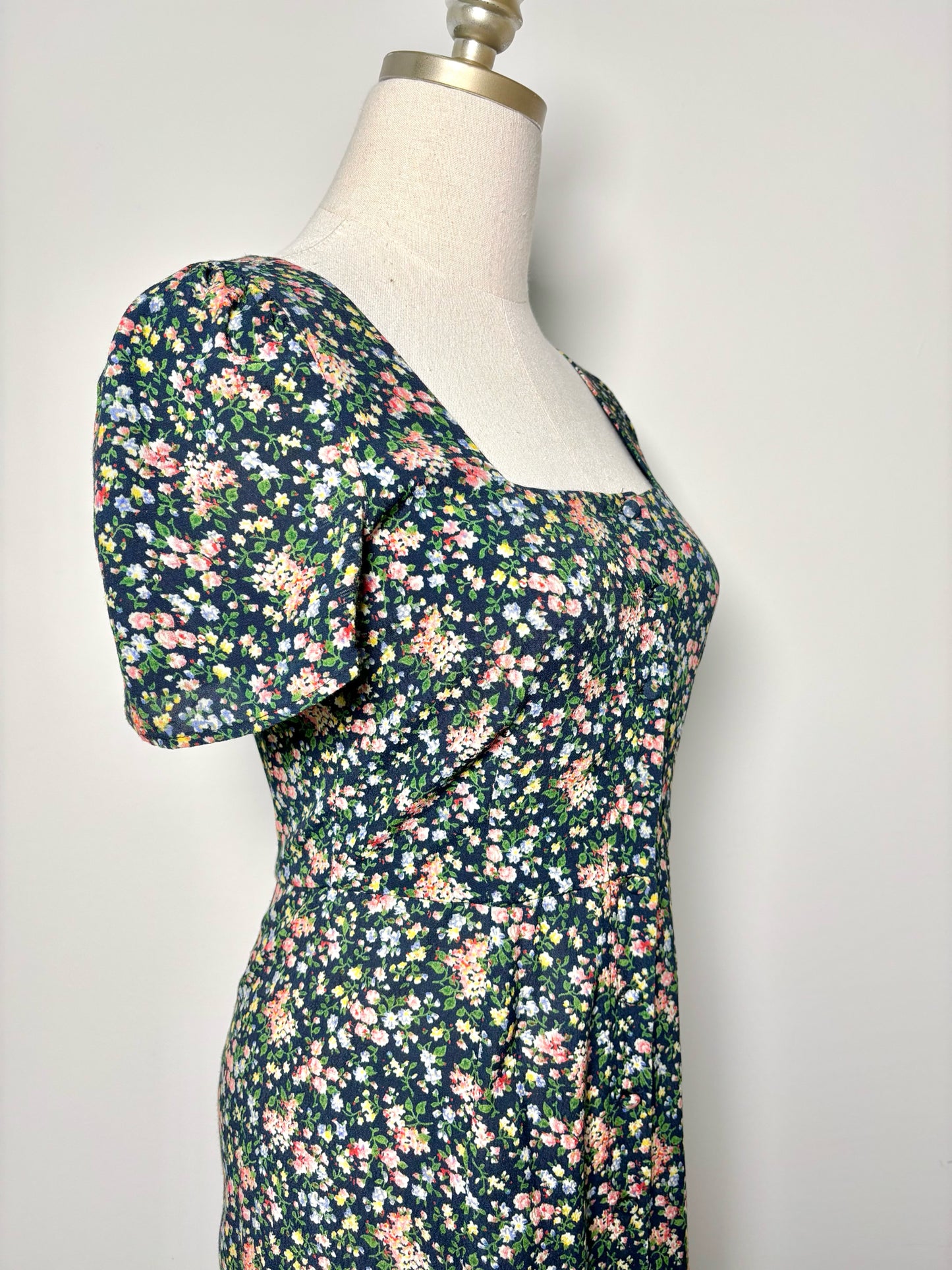 Women Size 34 Sezane Black, green, yellow, blue, red Floral Viscose Dress