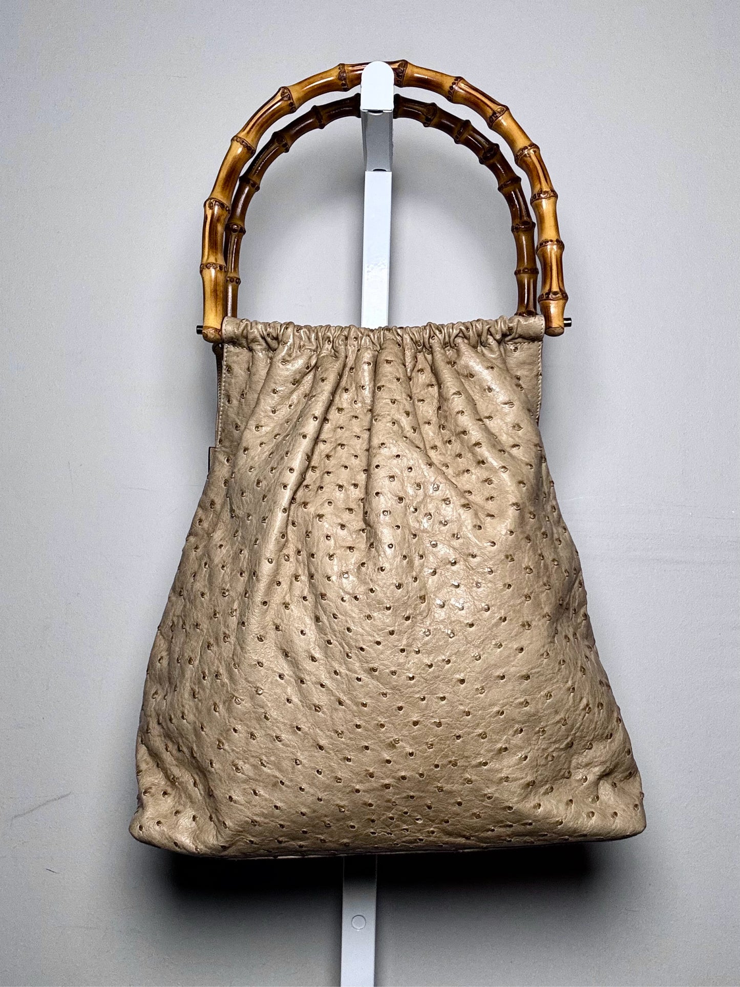 Gucci Solid Vintage Leather Pre-owned Taupe Ostrich Purse