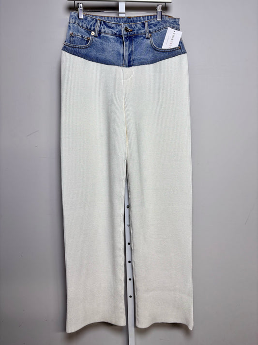 Women Size S SEROYA Chani Cream Colorblock Cotton Pre-owned, NWT Pants