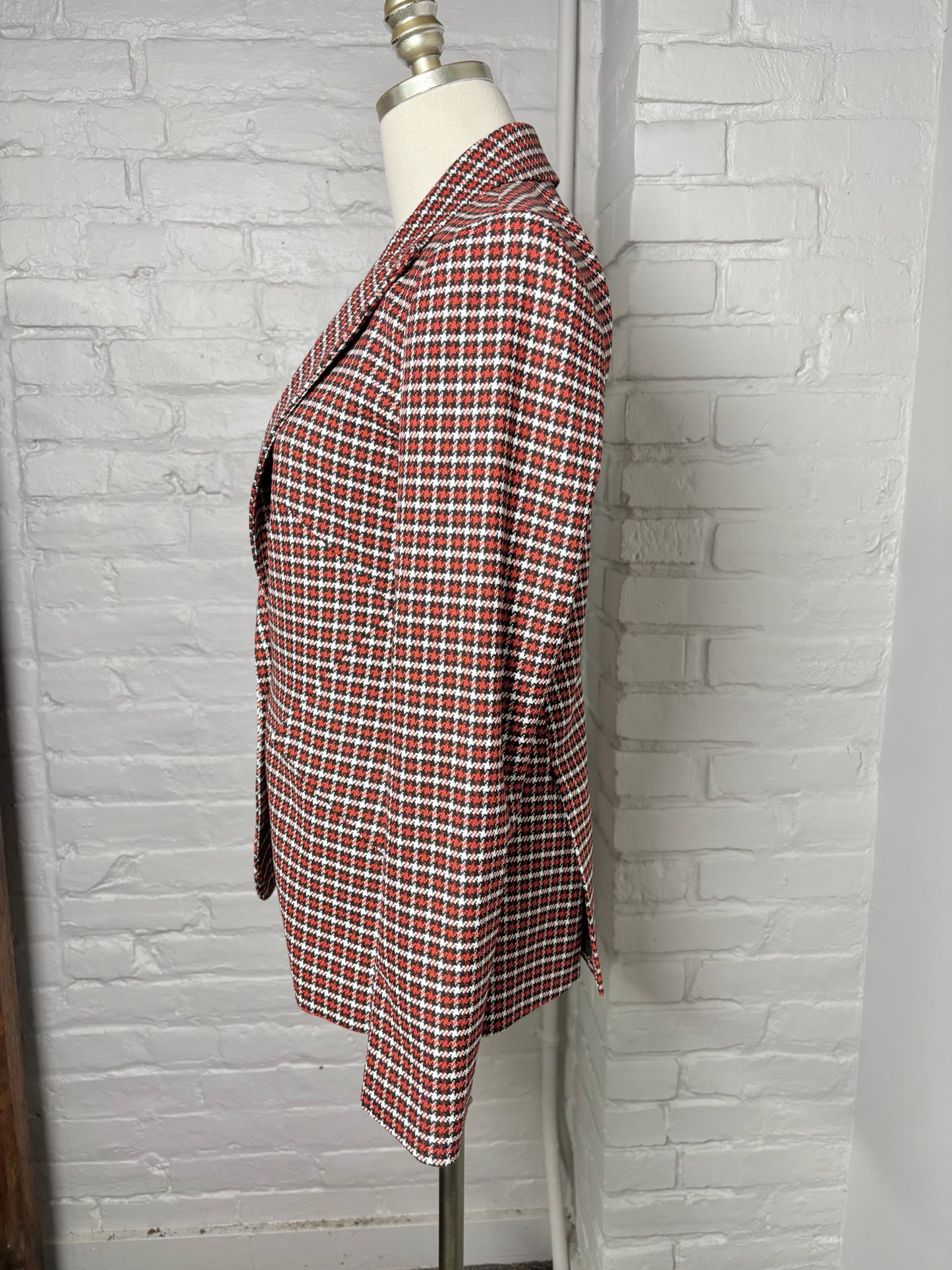Women Size 4 L'Agence Black, White, Red Houndstooth Blazer
