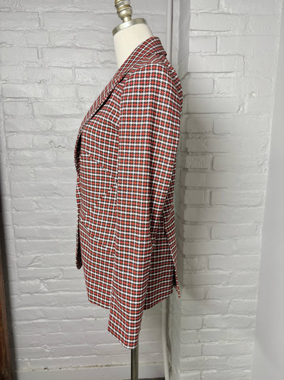 Women Size 4 L'Agence Black, White, Red Houndstooth Blazer
