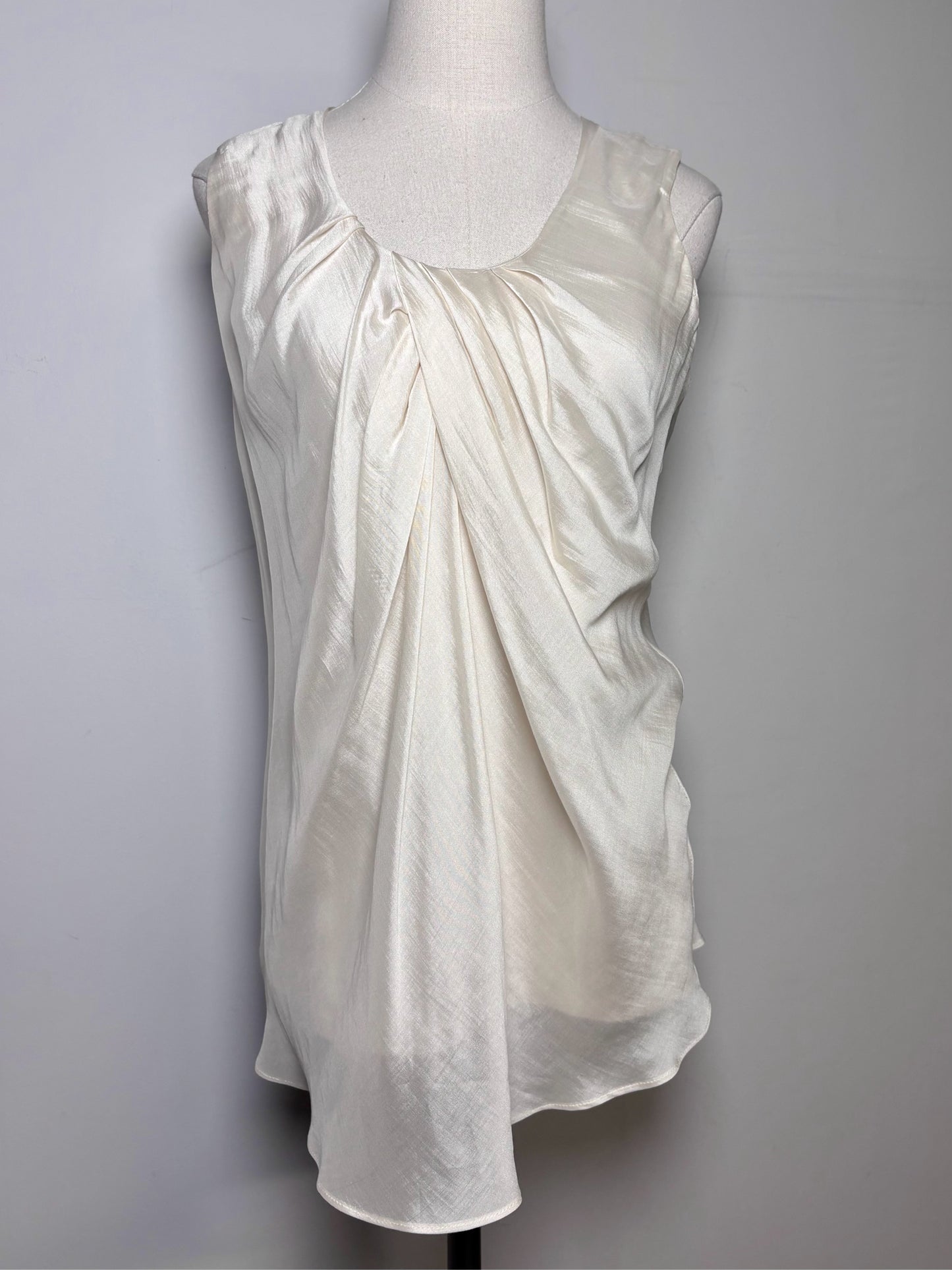Women Size M Brunello Cucinelli Bone Cotton Blend Sleeveless Pre-owned Top