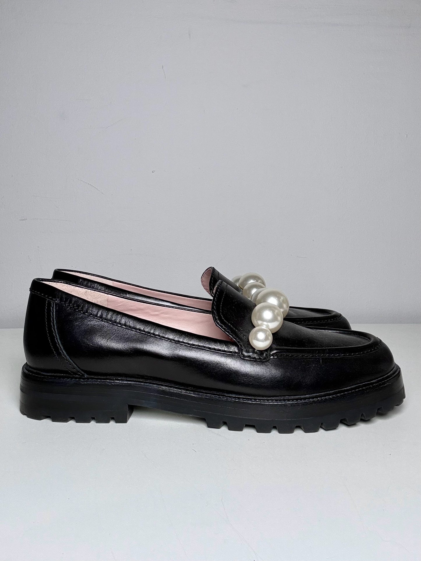W Shoe Size 9 Kate Spade Madison Ave Black & White Leather Pre-owned Loafers