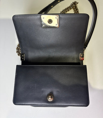 Chanel Small Boy Bag Quilted Calfskin, Ruthenium Black Pre-owned Purse