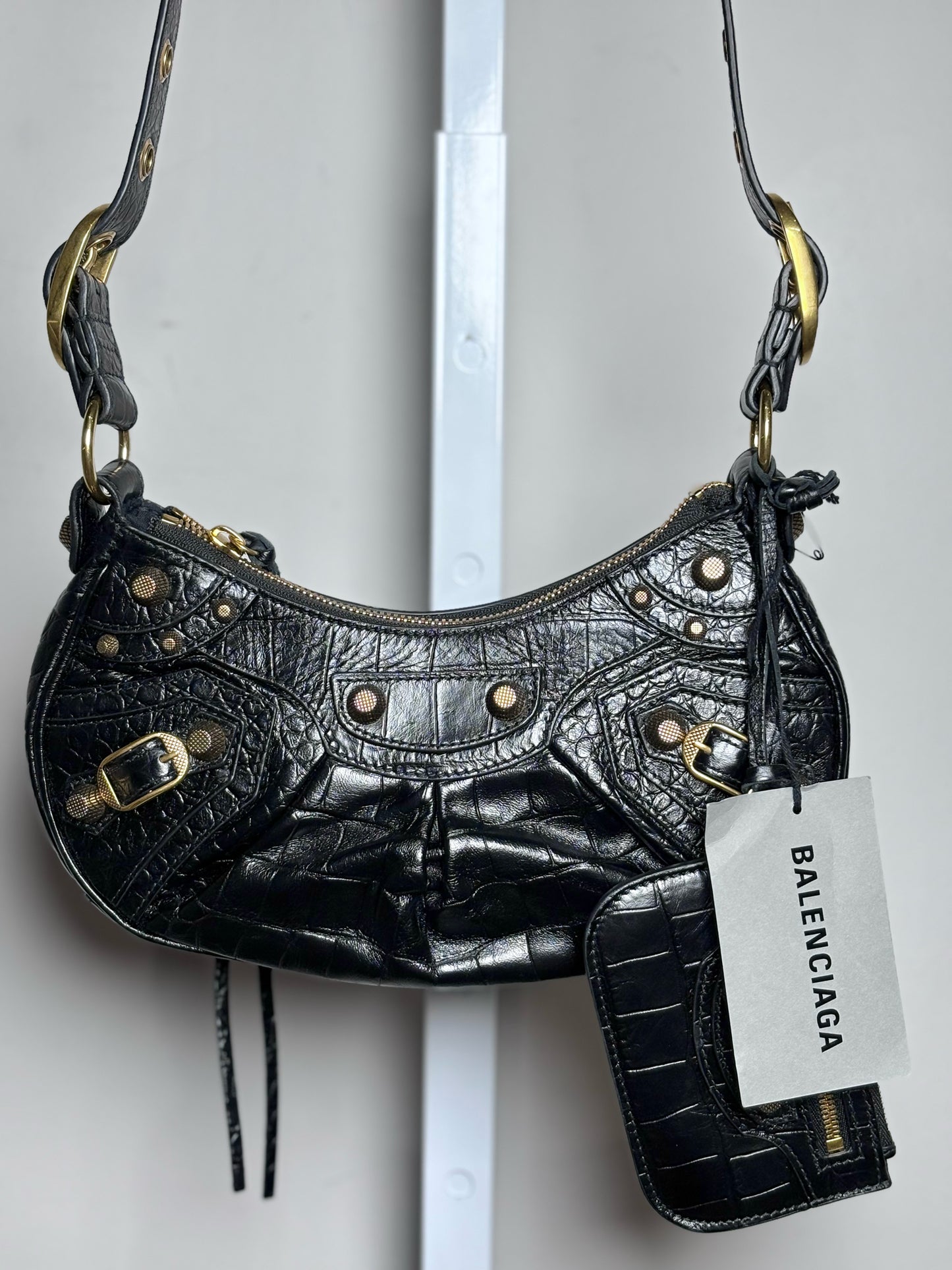 Balenciaga La Cagole XS Arena Lambskin Black Aged Hardware NWT Pre-owned Bag