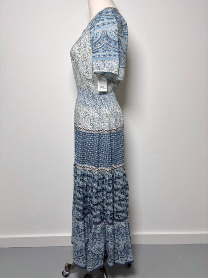 Women Size 4 SEA New York Blue, White Floral Viscose Dress