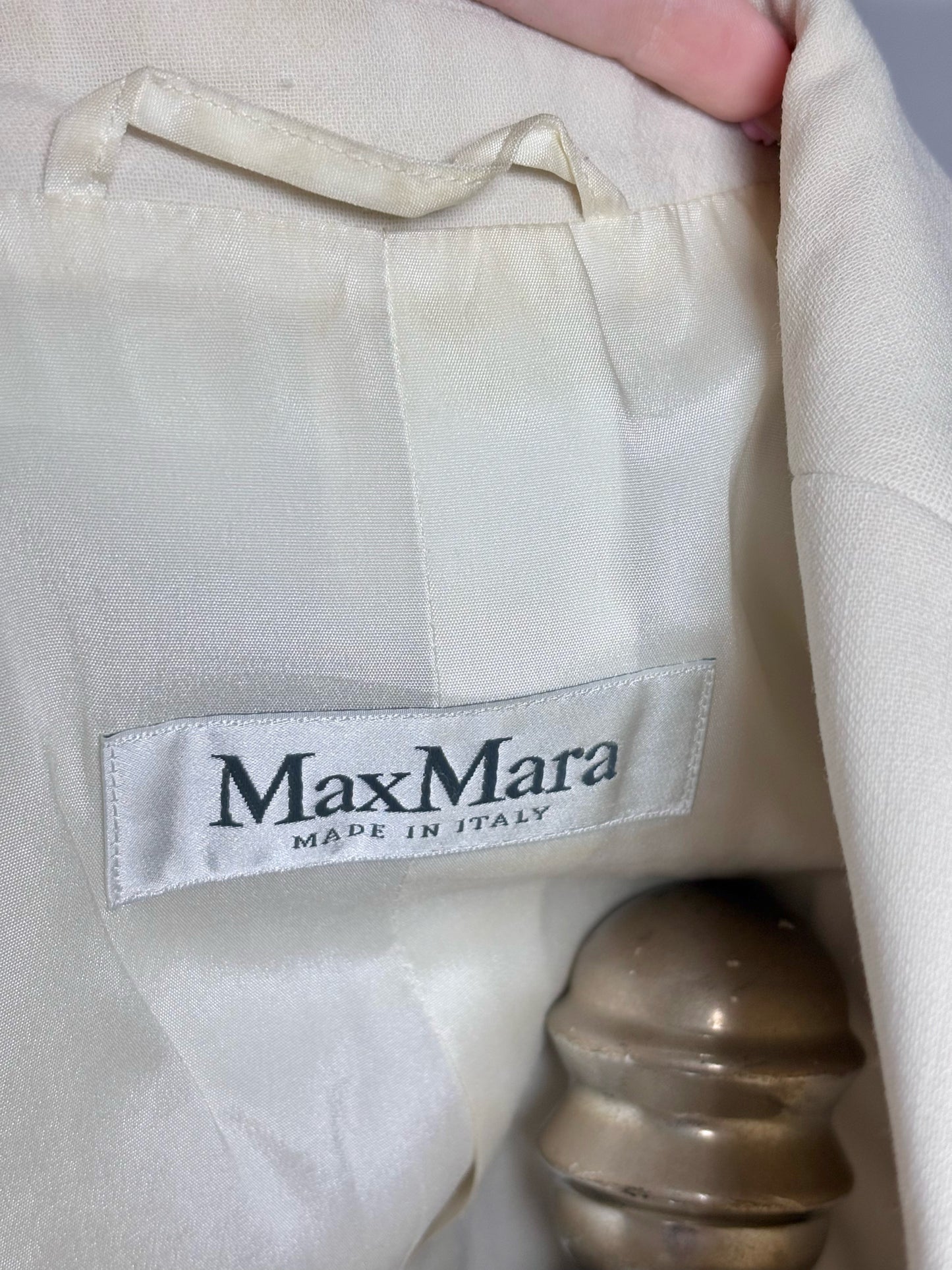Women Size 6 Max Mara Cream Solid Wool Blend Women's Pre-owned Blazer