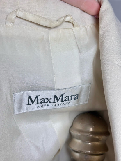 Women Size 6 Max Mara Cream Solid Wool Blend Women's Pre-owned Blazer