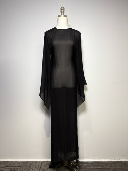 Women Size 40 Maison Margiela Black Sheer Pure Silk Vintage Pre-owned Dress