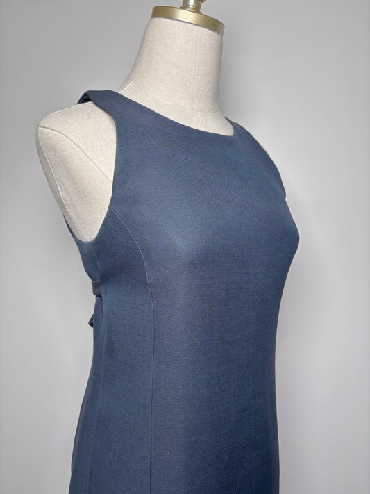 Women Size 6 Ralph Rucci Navy Solid Wool, Silk Fit & Flare Dress