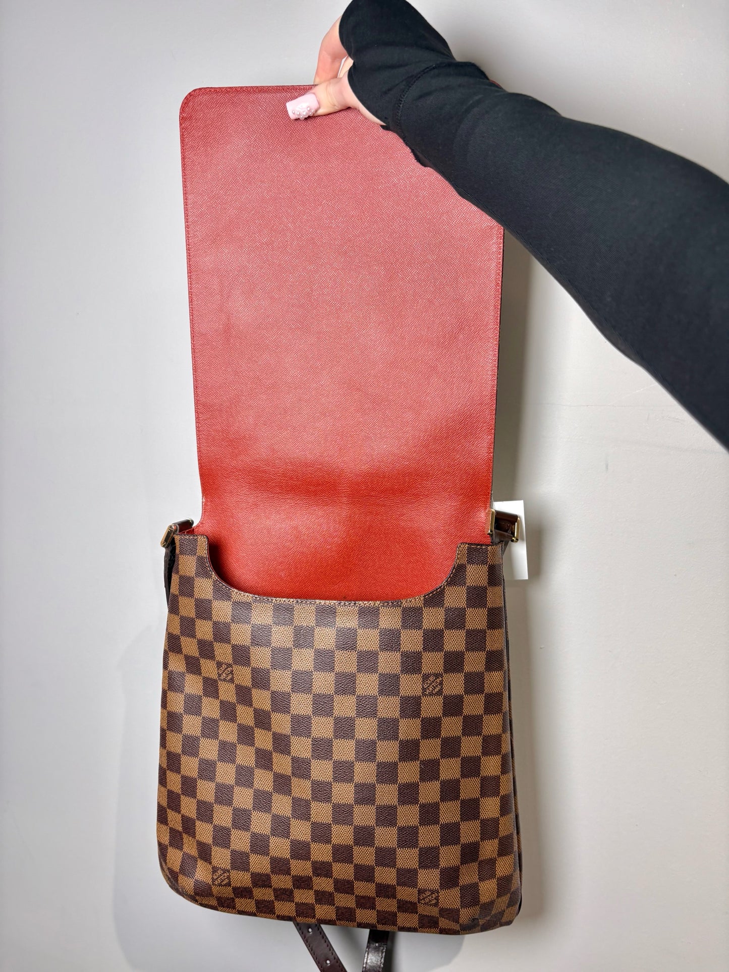 Coated Canvas Louis Vuitton Damier Ebene Brown Large Purse