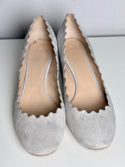 W Shoe Size 41 (10.5 US) Chloe Silver Suede Leather Women's Pre-owned Pump